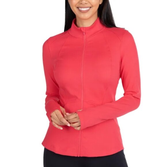 NWT Spyder Women's Yoga Jacket, Pink (Bright Coral, Back Ventilation, Thumbholes - Picture 2 of 6